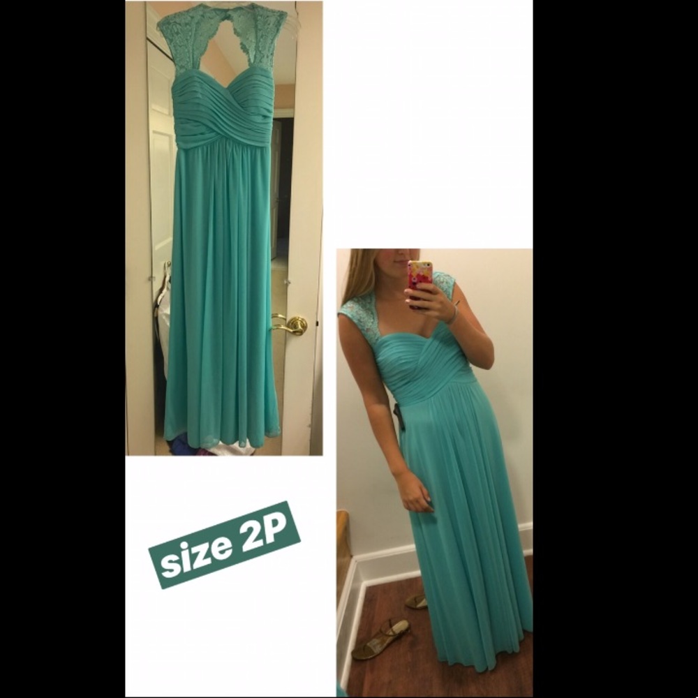 Teal Floor Length Prom Dress